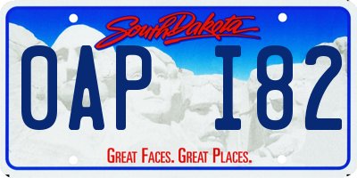 SD license plate 0API82