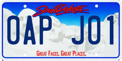 SD license plate 0APJ01