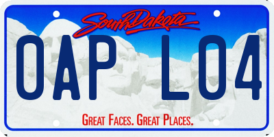 SD license plate 0APL04