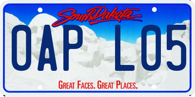 SD license plate 0APL05