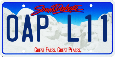 SD license plate 0APL11