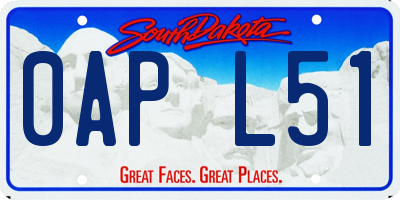 SD license plate 0APL51