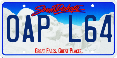 SD license plate 0APL64