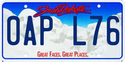 SD license plate 0APL76