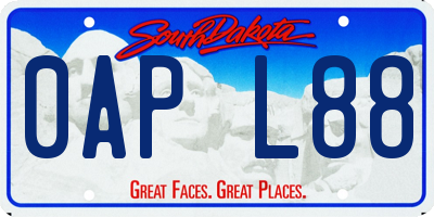 SD license plate 0APL88