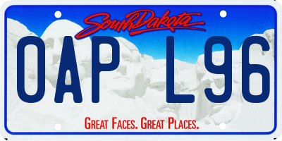 SD license plate 0APL96