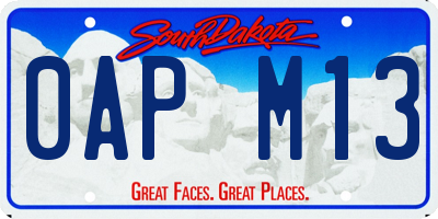 SD license plate 0APM13