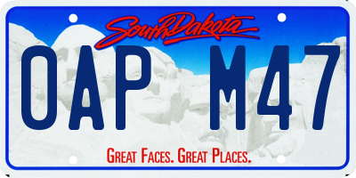 SD license plate 0APM47