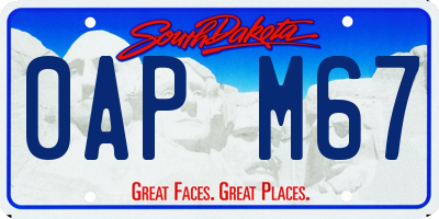 SD license plate 0APM67