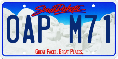 SD license plate 0APM71