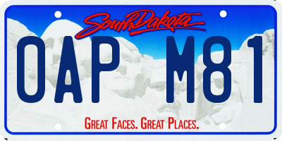 SD license plate 0APM81