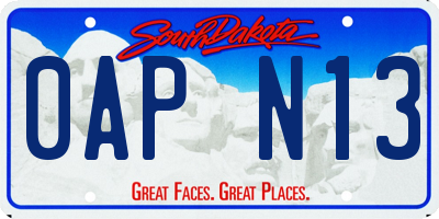 SD license plate 0APN13