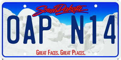 SD license plate 0APN14