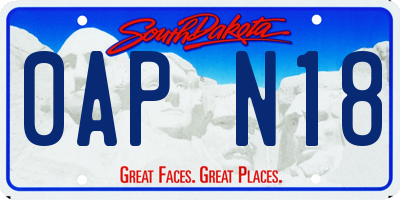 SD license plate 0APN18