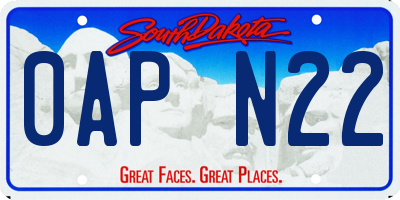 SD license plate 0APN22