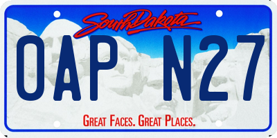 SD license plate 0APN27