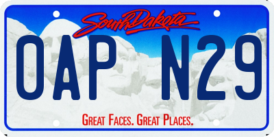 SD license plate 0APN29