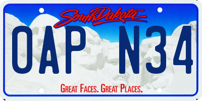 SD license plate 0APN34