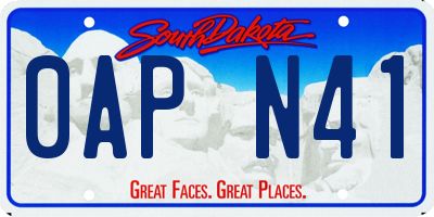 SD license plate 0APN41