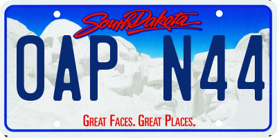 SD license plate 0APN44