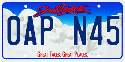 SD license plate 0APN45
