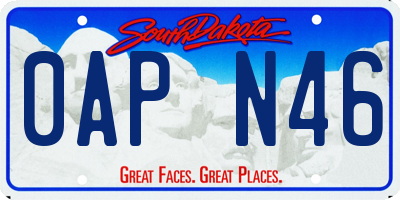SD license plate 0APN46