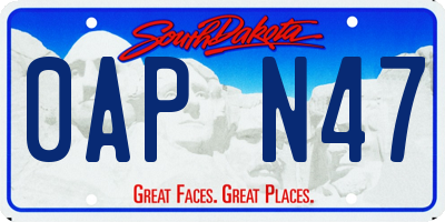 SD license plate 0APN47