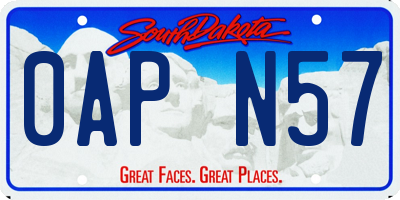 SD license plate 0APN57