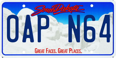 SD license plate 0APN64