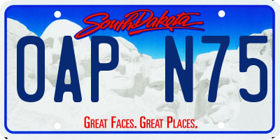 SD license plate 0APN75