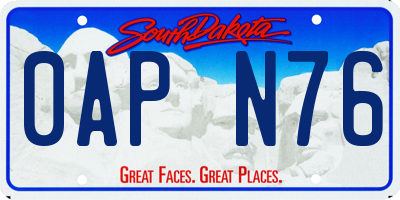 SD license plate 0APN76