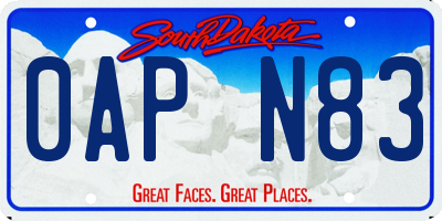 SD license plate 0APN83