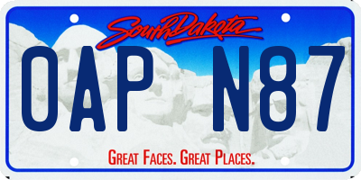 SD license plate 0APN87