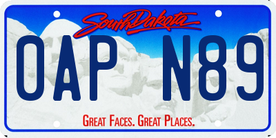 SD license plate 0APN89