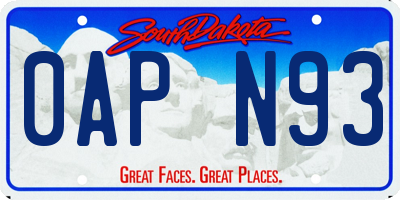 SD license plate 0APN93