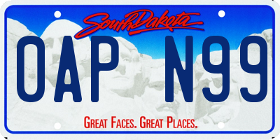 SD license plate 0APN99