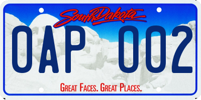 SD license plate 0APO02