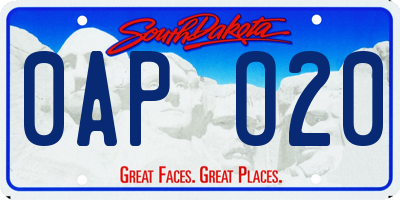 SD license plate 0APO20