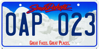 SD license plate 0APO23