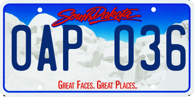 SD license plate 0APO36