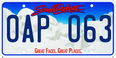SD license plate 0APO63