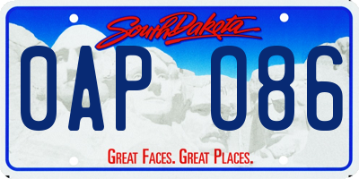 SD license plate 0APO86