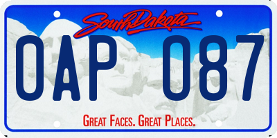 SD license plate 0APO87
