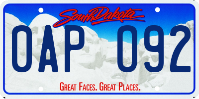 SD license plate 0APO92