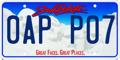 SD license plate 0APP07