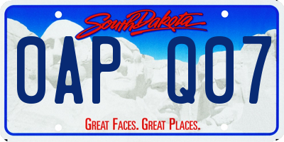 SD license plate 0APQ07