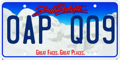 SD license plate 0APQ09