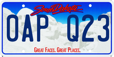 SD license plate 0APQ23