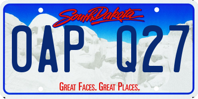 SD license plate 0APQ27