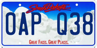 SD license plate 0APQ38